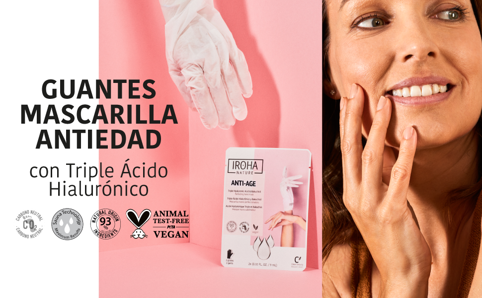 Iroha Mascarilla Guantes Manos Antiedad Triple Ácido Hialuronico