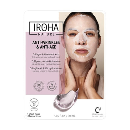 Iroha Mascarilla Tisu Rostro y Cuello Colágeno & Ácido Hialurónico
